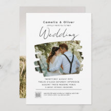 Budget PHOTO Wedding Invitation QR Code RSVP