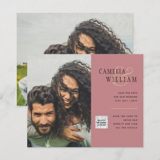 Budget Photo Wedding Invitation Save Date QR Code