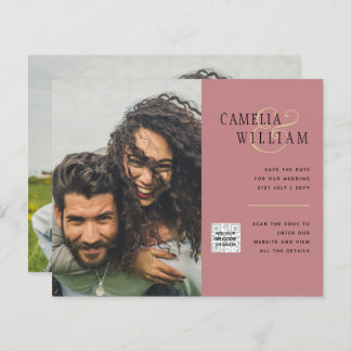 Budget Photo Wedding Invitation Save Date QR Code 