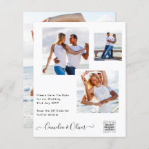 BUDGET Photo Wedding Invitation Save Date QR Code