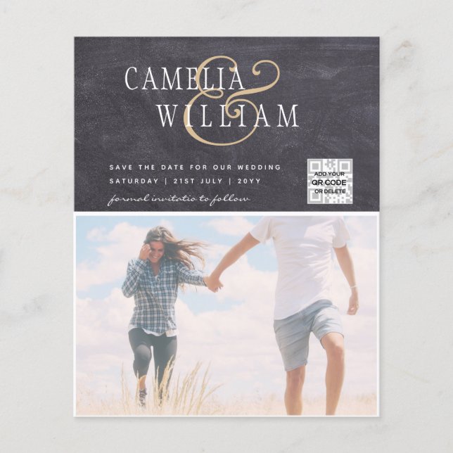 Budget Photo Wedding Invitation Save Date QR Code  Flyer (Front)