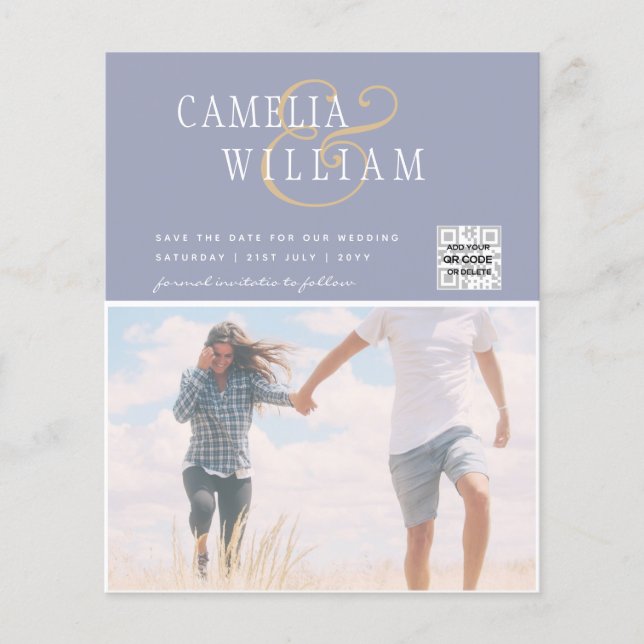 BUDGET Photo Wedding Invitation Save Date QR Code Flyer (Front)