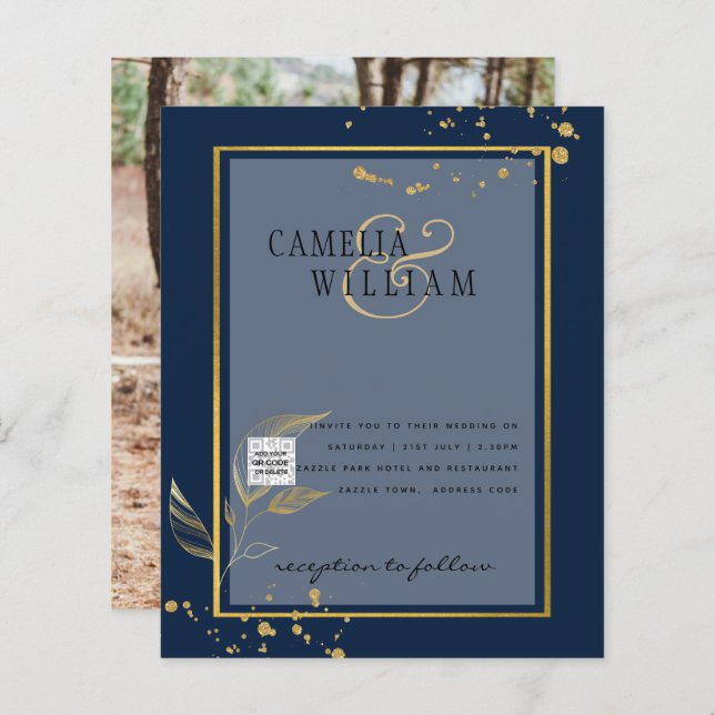 BUDGET Photo Wedding Invitation Save the Date (Front/Back)