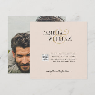 Budget Photo Wedding Invitations Champagne Cream