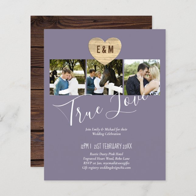 BUDGET Photo Wedding Invite Save Date Announcement (Front/Back)