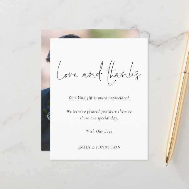 Budget Photo Wedding Love and Thanks Script (Front/Back In Situ)