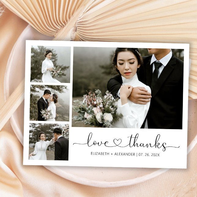 Budget Photo Wedding Thank You Heart Script Card (Creator Uploaded)