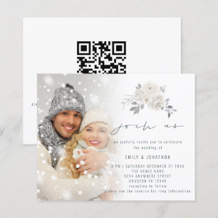 Budget Photo White Florals Join Us Wedding Invite