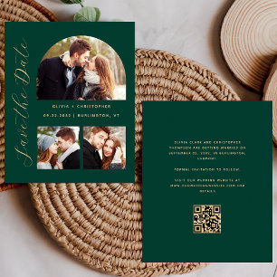Budget Photos Arch Emerald Gold QR Save the Date