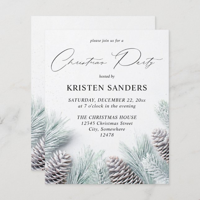 Budget Pine Cone & Snow Christmas Party (Front/Back)