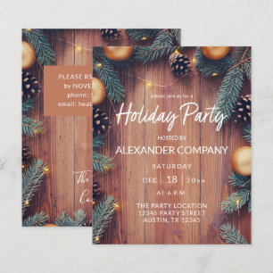 Budget Pine & Gold Ornament Rustic Holiday Party