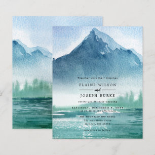 Budget Pine Mountains Lake Wedding Invitation