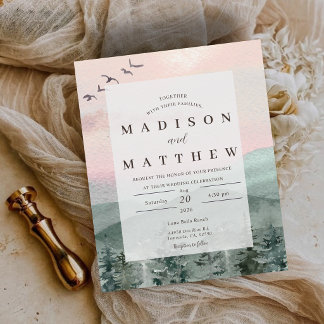 Budget Pine Tree Forest Rustic Wedding Invitation