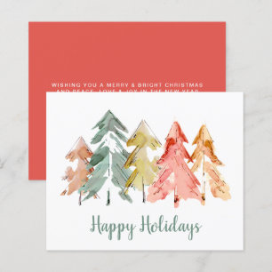 Budget Pine Tree Watercolors Christmas Card