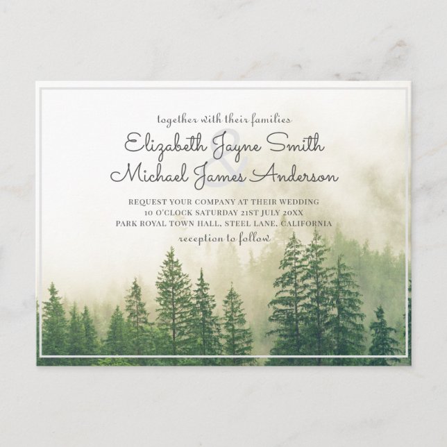 Budget Pine Trees Wedding Invitations Forest (Front)
