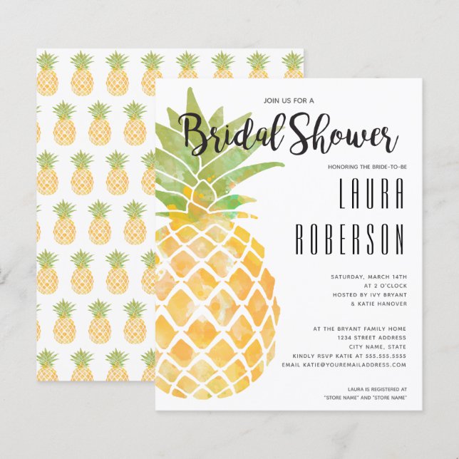 Budget Pineapple Bridal Shower Invitation (Front/Back)