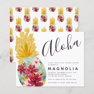 Budget Pineapple Floral Bridal Shower Invitation