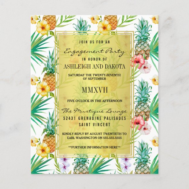 Budget Pineapple & Hibiscus Engagement Party (Front)