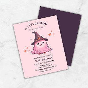 Budget Pink A Little Boo Baby Shower Invitation 
