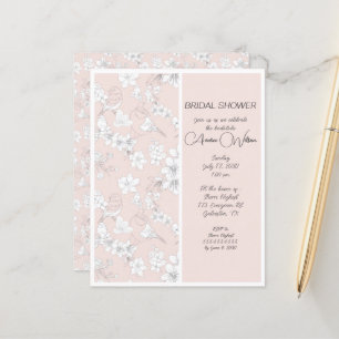 BUDGET Pink and White Birds Shower Invitation