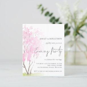 Budget Pink Blossom Wedding Evening Party Invite