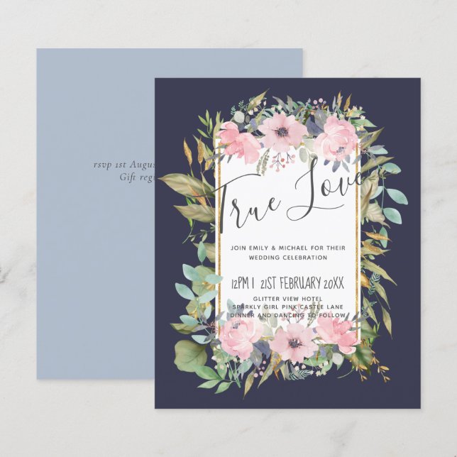 BUDGET  Pink Blush Floral Sage Greenery Wedding (Front/Back)