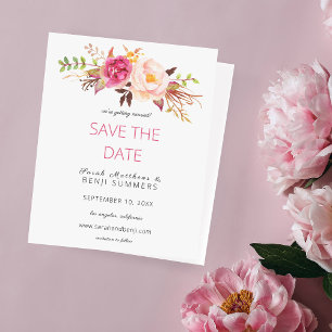 Budget Pink Blush Floral Save the Date