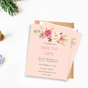 Budget Pink Blush Floral Save the Date - Pink