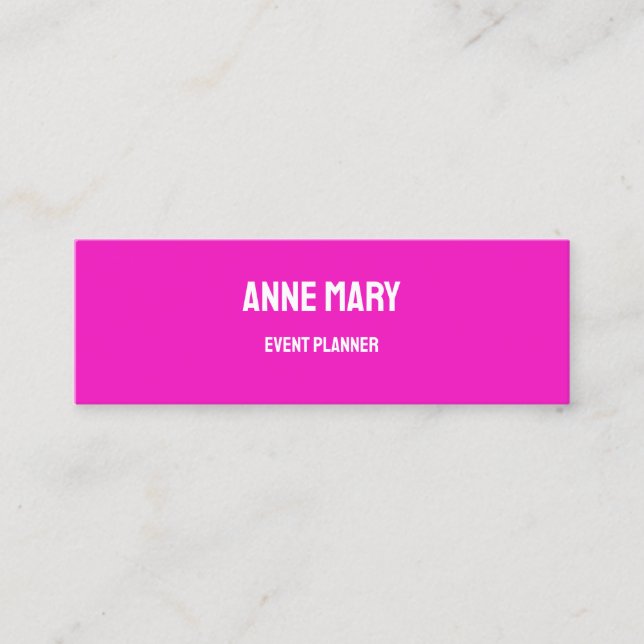 Budget Pink Bright Colourful Wedding Event Planner Mini Business Card (Front)