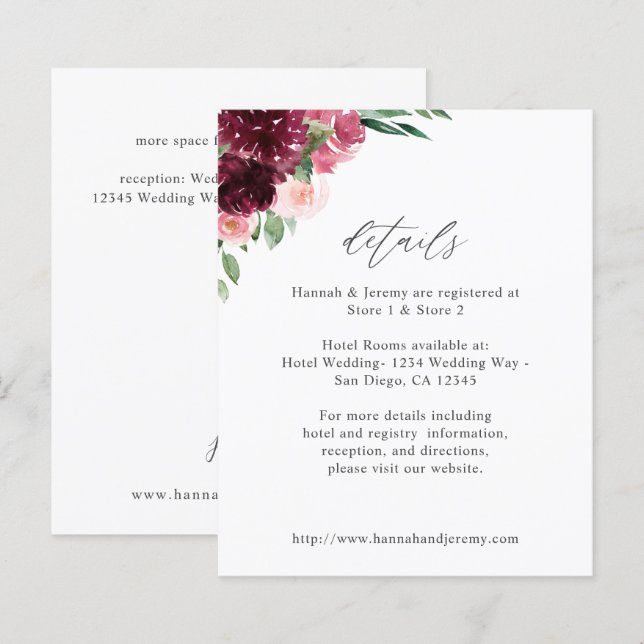 Budget Pink & Burgundy Floral 7 Details (Front/Back)