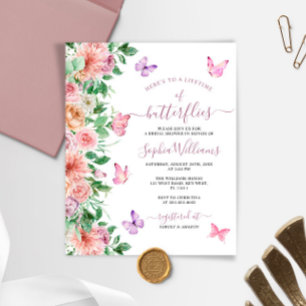Budget Pink Butterfly Bridal Shower Invitation