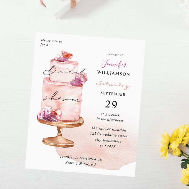Budget Pink Cake Bridal Shower Flyer w Pink (Creator Uploaded)