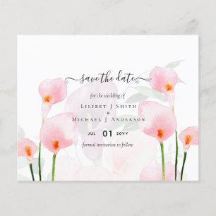 BUDGET Pink Calla Lily Wedding Save Date QR Code Flyer