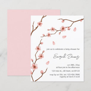 Budget Pink Cherry Blossom Baby Shower Invitation