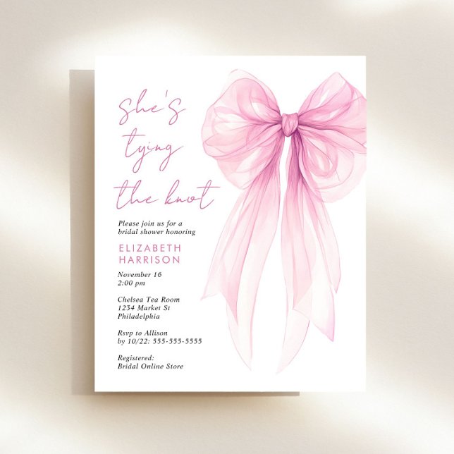 Budget Pink Coquette Bow Bridal Shower Invite (Creator Uploaded)