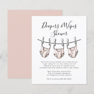 Budget Pink Diapers & Wipes Baby Shower Invite