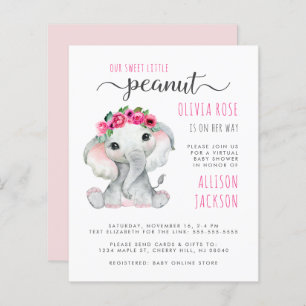 Budget Pink Elephant Baby Girl Virtual Shower