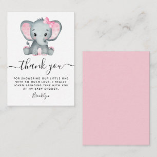 BUDGET Pink Elephant Baby Shower Thank You Card