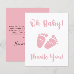 Budget Pink Feet Baby Girl Shower Thank You Card
