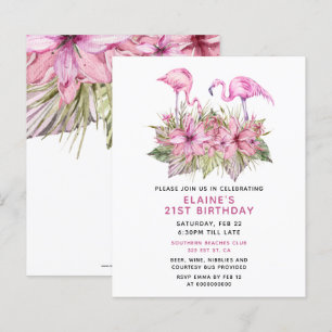 Budget Pink Flamingo Birthday Party Invitation