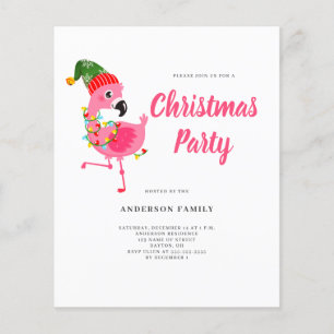 Budget Pink Flamingo Christmas Party Invitation