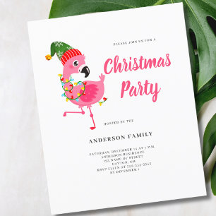 Budget Pink Flamingo Christmas Party Invitation Flyer