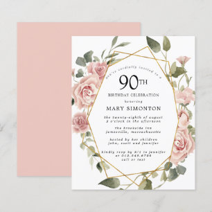 Budget Pink Floral 90th Birthday