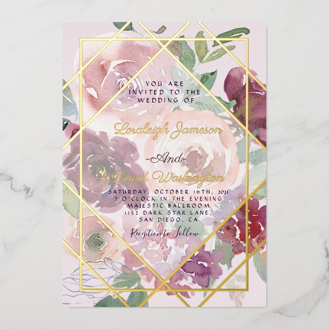 Budget Pink floral and gold geometric  (Front)