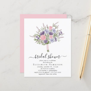 Budget Pink Floral Bouquet Bridal Shower Invite