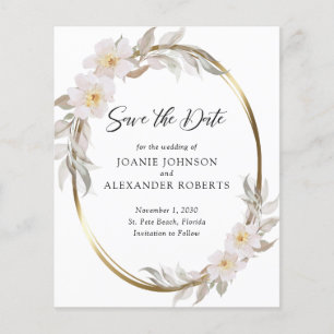 Budget Pink Floral Elegant Foliage Save the Date