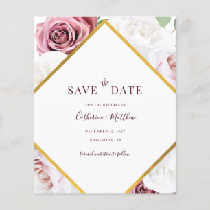 Budget Pink Floral Geometric Save The Date
