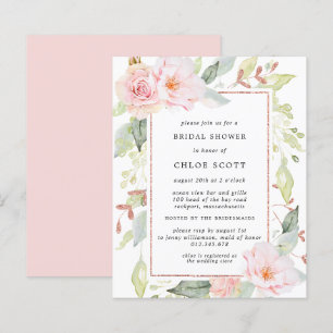 Budget Pink Floral Gold Bridal Shower Invitation