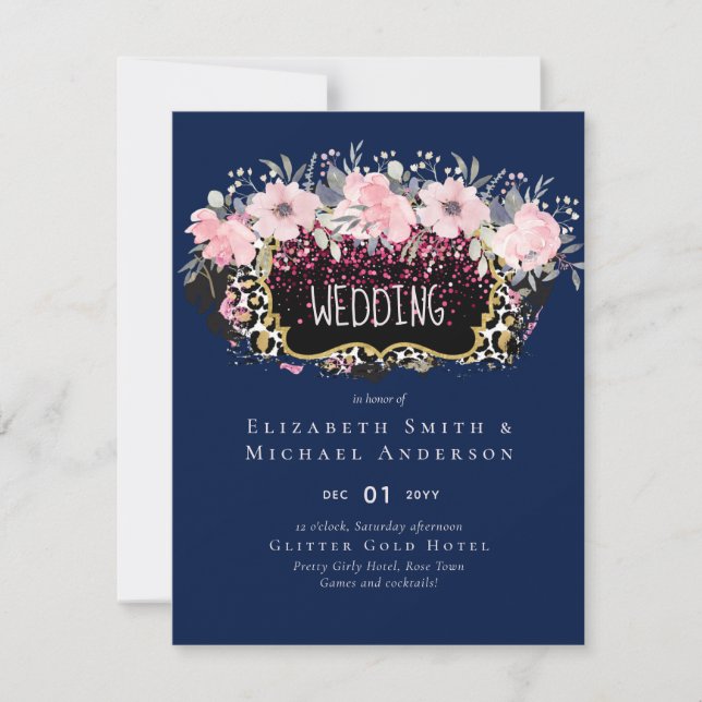 Budget Pink Floral Modern Girly Bridal Shower  (Front)