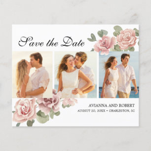 Budget Pink Floral Photo Save the Date